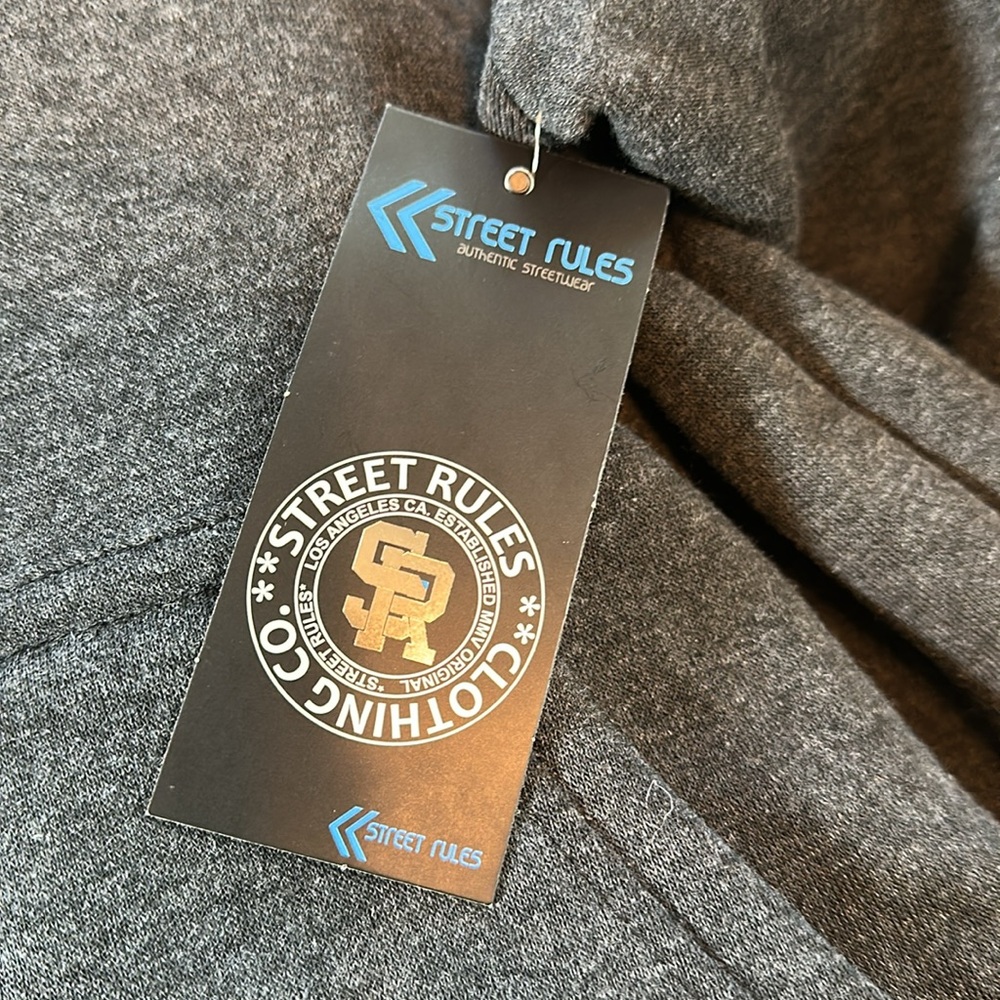 Street Rules Streetwear Steel-Grey Quilted Zip Up Fleece Hoodie MED NWT - Picture 15 of 16